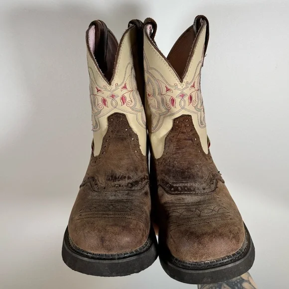 Justin Gypsy Brown Leather Western Boots Size 7.5 - Picture 2 of 11